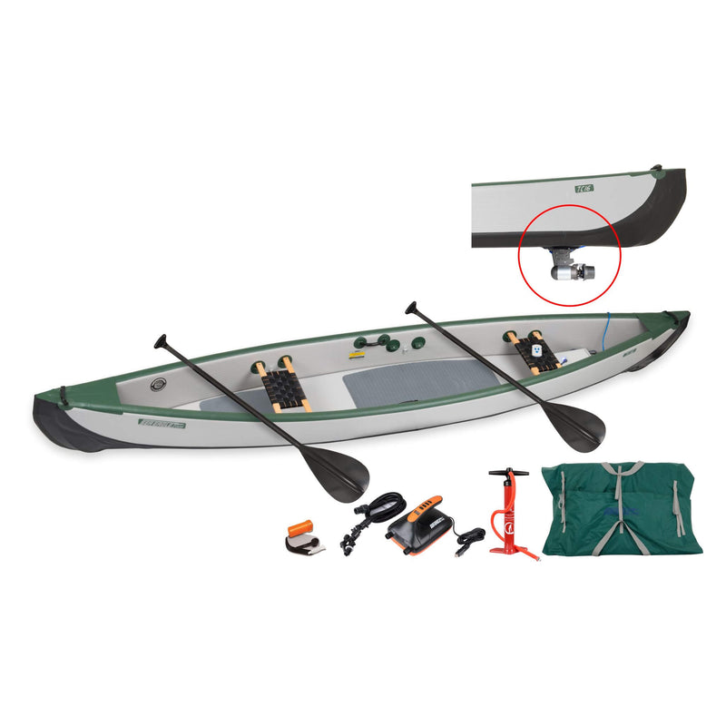 Sea Eagle 3-People TC16 High Pressure All Drop Stitch Inflatable Travel Canoe, 16FT [TC16] (SAK43086)