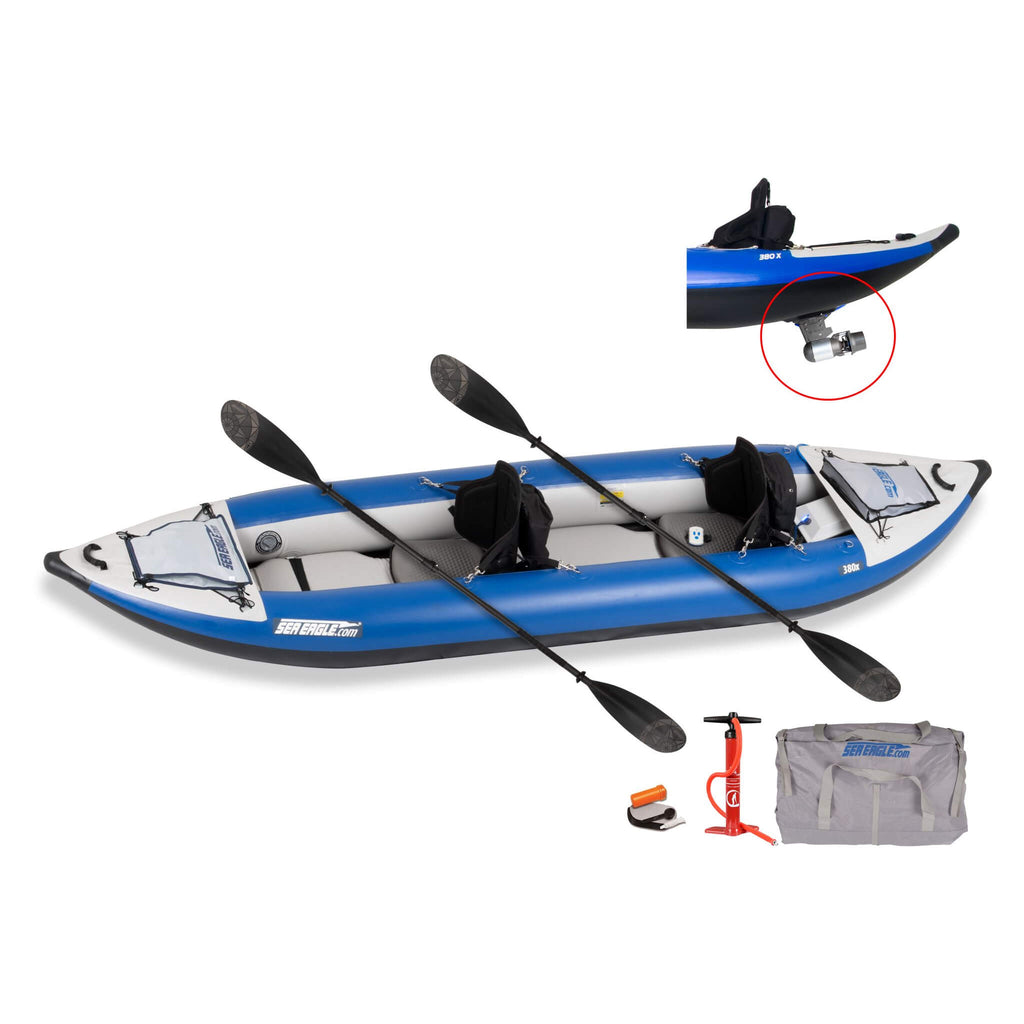 Inflatable Kayak With Two Paddles, A Pump, And A Bag On A White Background - Saksby Wholesale