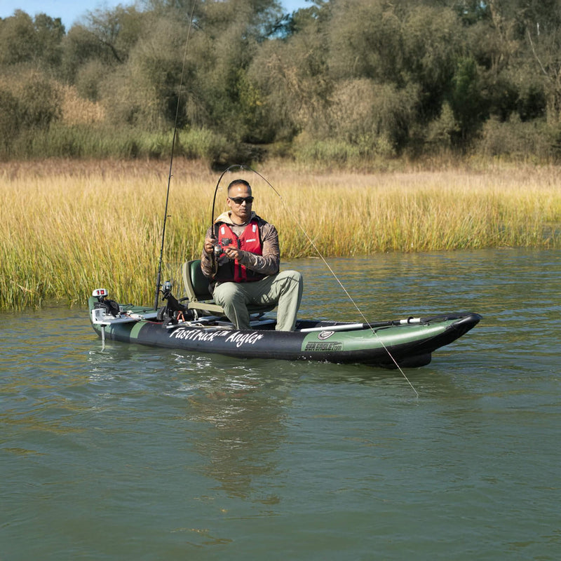 Sea Eagle 385FTA FastTrack 2 Persons Angler Inflatable Hunter Green Fishing Kayak, 12FT [385FTA] (SAK80139) SAKSBY - Fishing View