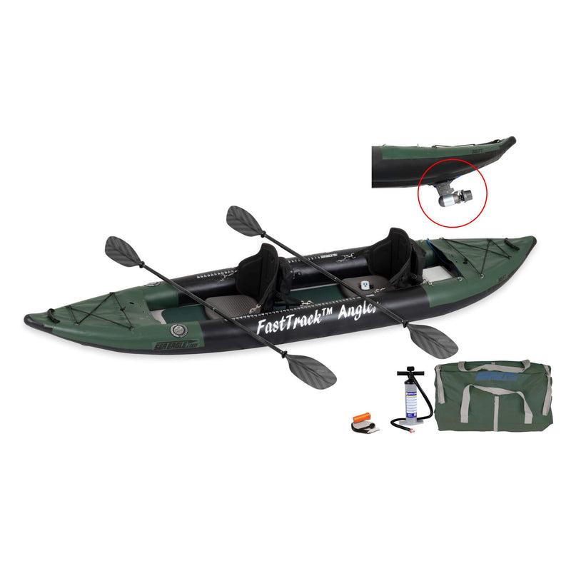 Sea Eagle 385FTA FastTrack 2-Persons Angler Inflatable Hunter Green Fishing Kayak 12ft 385FTA SAK80139 Saksby - Bixpy Motor Package
