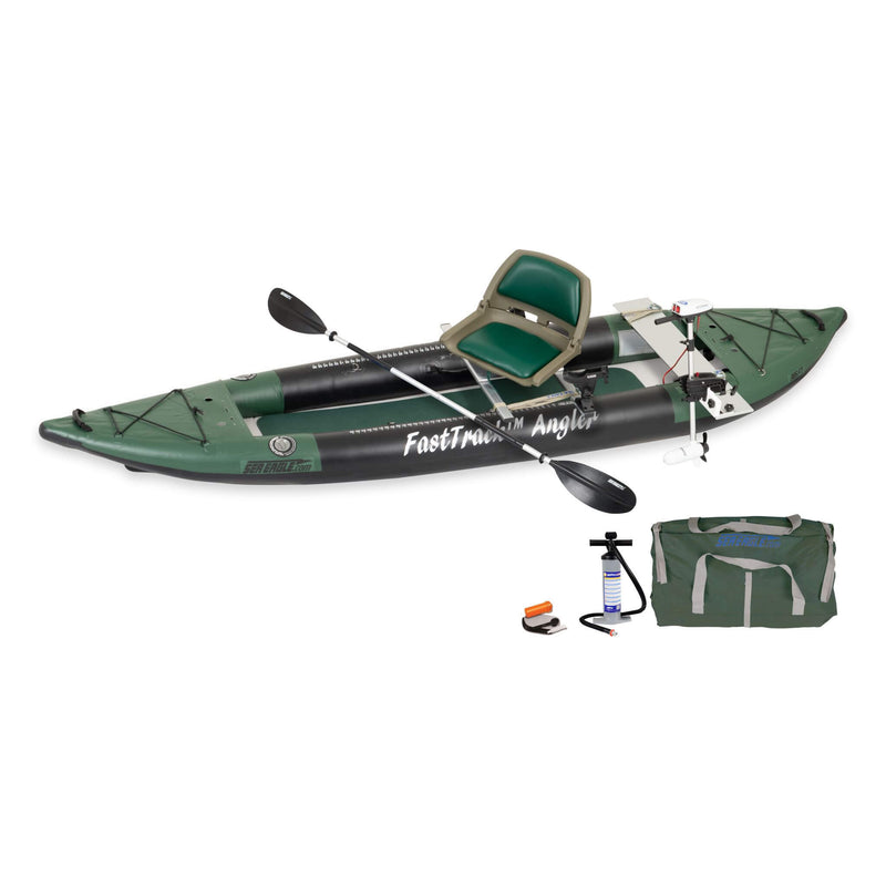 Sea Eagle 385FTA FastTrack 2-Persons Angler Inflatable Hunter Green Fishing Kayak 12ft 385FTA SAK80139 Saksby - Bixpy Motor Package