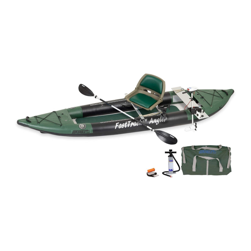 Sea Eagle 385FTA FastTrack 2 Persons Angler Inflatable Hunter Green Fishing Kayak, 12FT [385FTA] (SAK80139) SAKSBY - With Accessories View