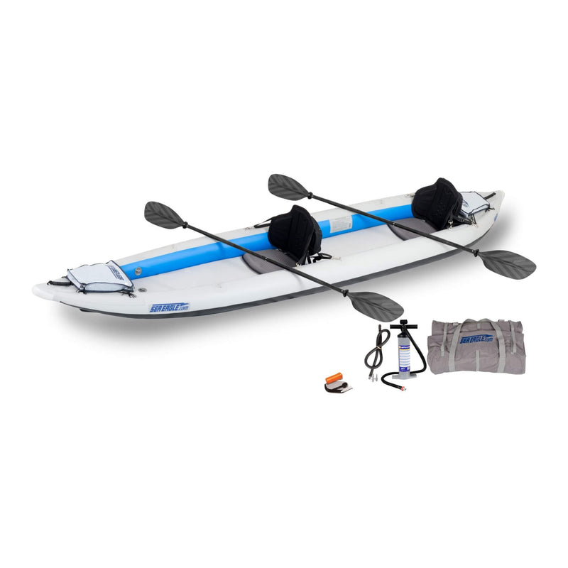 Sea Eagle 465 Fasttrack 1-3 Person UltraLight Weight Inflatable Touring  Kayak, 15FT [465FT] (SAK96507) SAKSBY - 2 Black Seats With Accessories