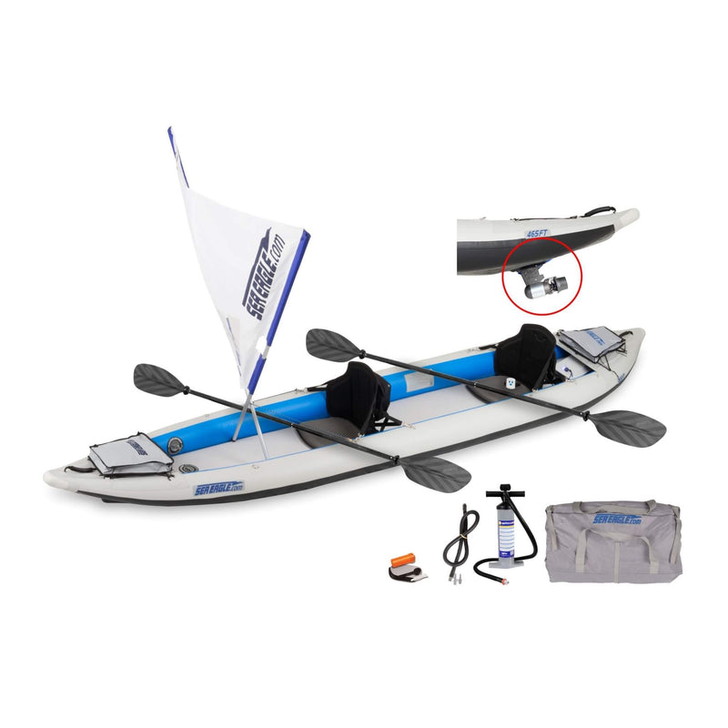 Sea Eagle 465 Fasttrack 1-3 Person UltraLight Weight Inflatable Touring  Kayak, 15FT [465FT] (SAK96507) SAKSBY - Wth Quicksail Motor View