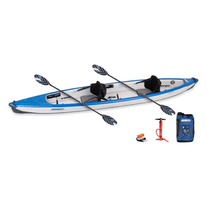 Inflatable Kayak With Paddles, Pump, And Oars On A White Background - Saksby Wholesale