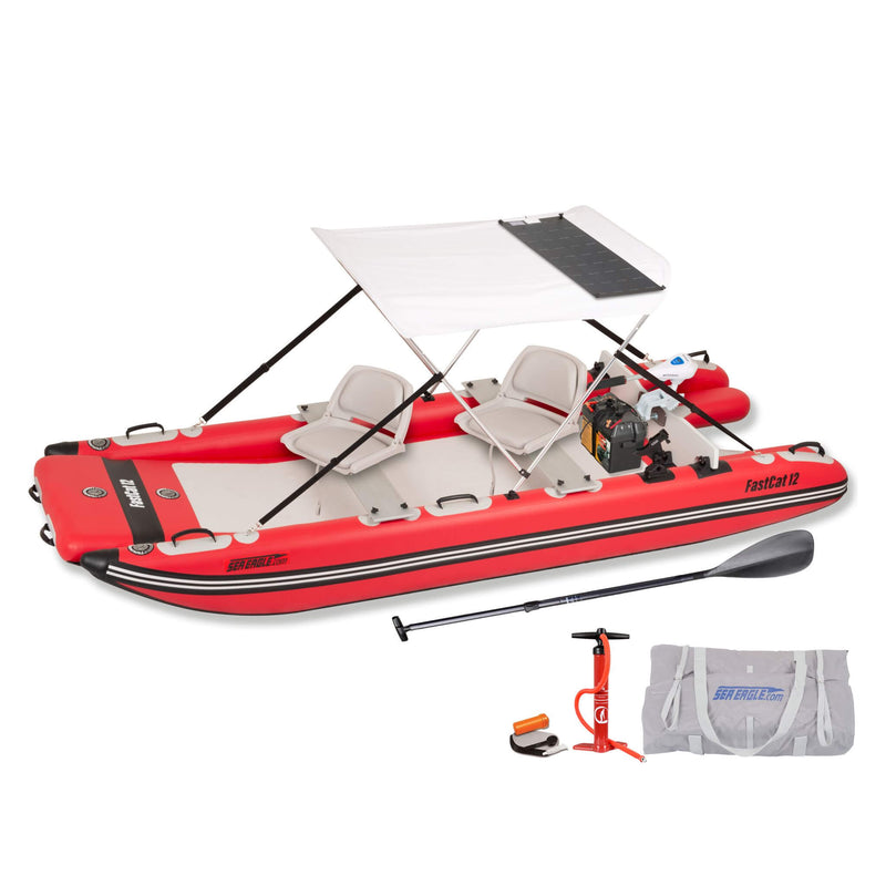 Sea Eagle Boats FastCat12 Catamaran Inflatable Boat 13ft SAK29684 Saksby - 110W Solar Boat Package