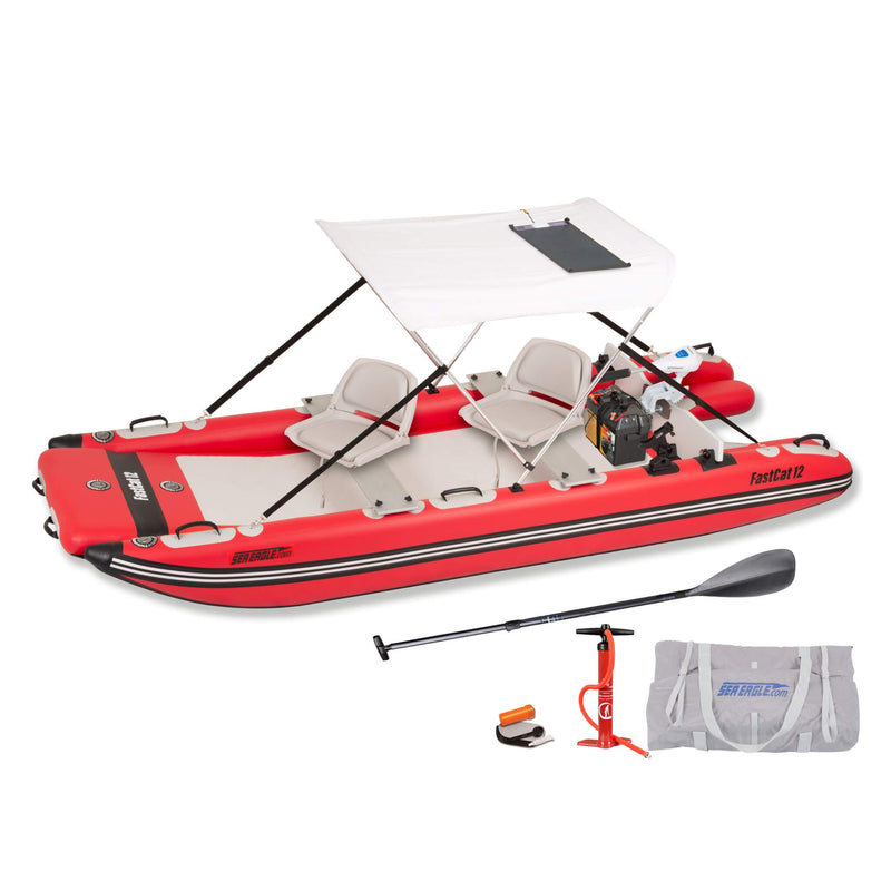 Sea Eagle Boats FastCat12 Catamaran Inflatable Boat 13ft SAK29684 Saksby - 50W Solar Boat Package