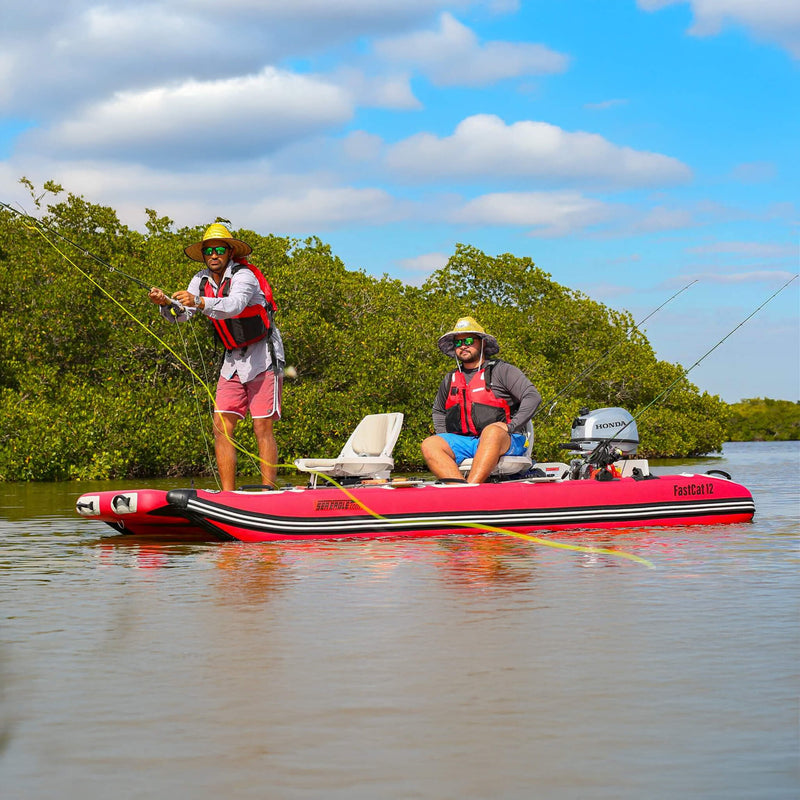 Sea Eagle Boats FastCat12 Catamaran Inflatable Boat 13ft SAK29684 Saksby - Lifestyle With 2 Men Fishing