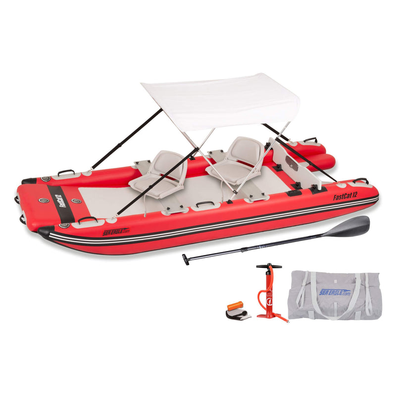 Sea Eagle Boats FastCat12 Catamaran Inflatable Boat 13ft SAK29684 Saksby - Swivel Seat Canopy Package