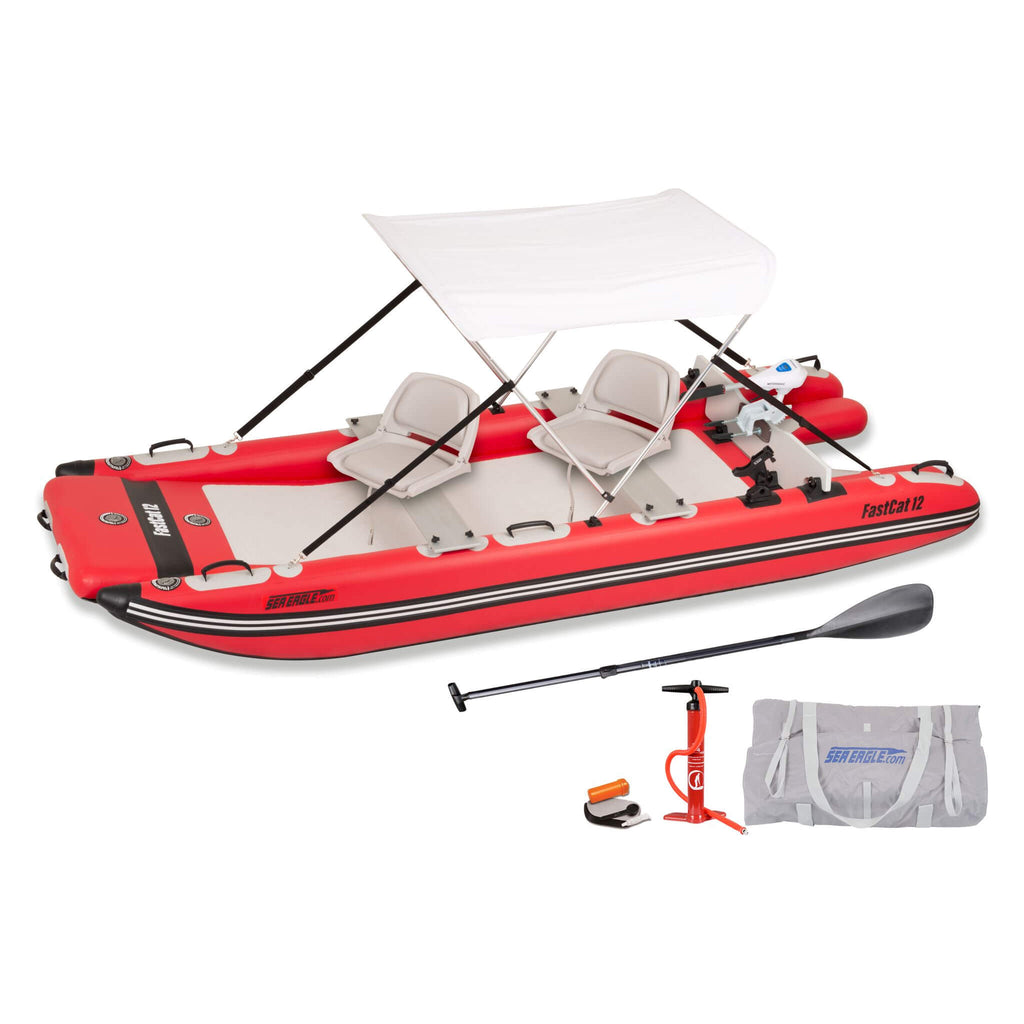 Sea Eagle Boats FastCat12 Catamaran Inflatable Boat 13ft SAK29684 Saksby - Watersnake Motor Canopy Package