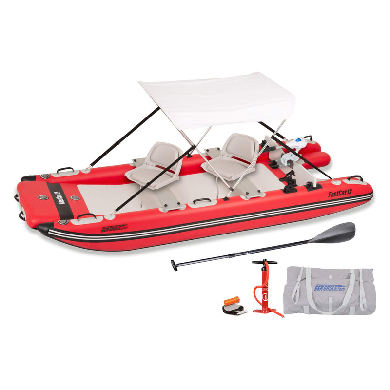 Sea Eagle Boats FastCat12 Catamaran Inflatable Boat 13ft SAK29684 Saksby - Watersnake Motor Canopy Package
