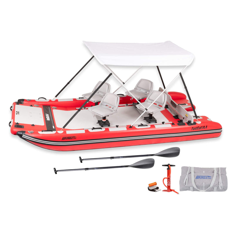 Sea Eagle Boats FastCat14 Catamaran Inflatable Boat 14ft SAK43210 Saksby - Swivel Seat Canopy Package