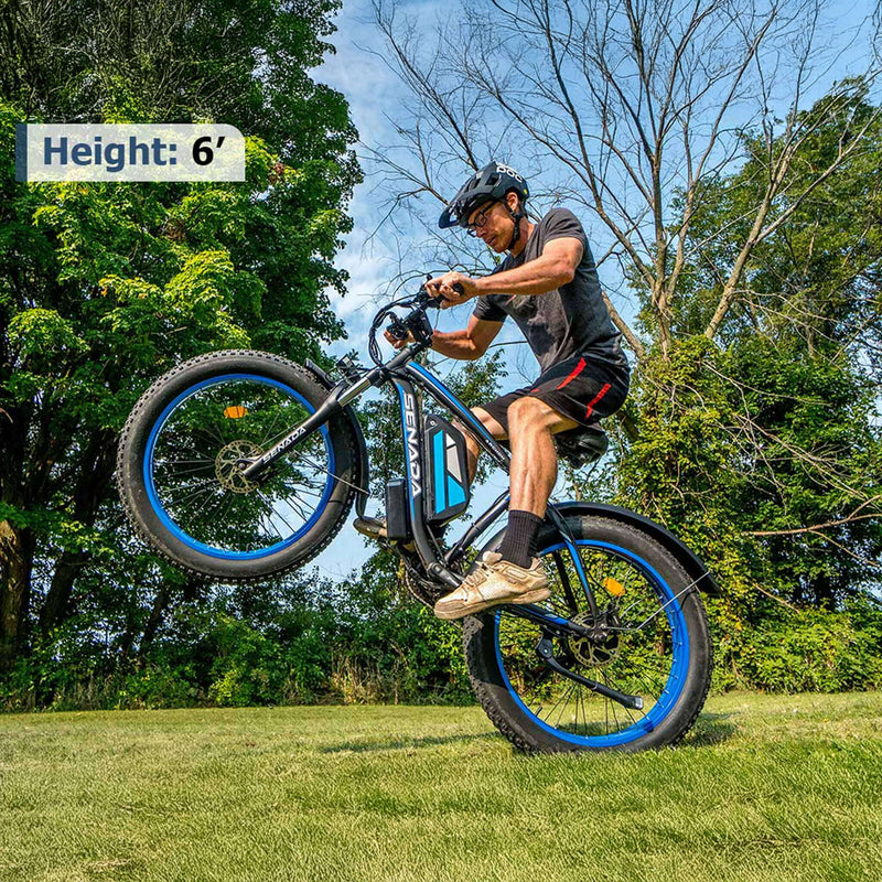 SENADA ARCHON PLUS 48V/20AH 1000W Electric All-Terrain Bike, 330LBS (SAK81953) - Blue Left Side Lifestyle View