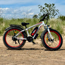 SENADA ARCHON PLUS 48V/20AH 1000W Electric All-Terrain Bike, 330LBS (SAK81953) - White Red Right Side Lifestyle View