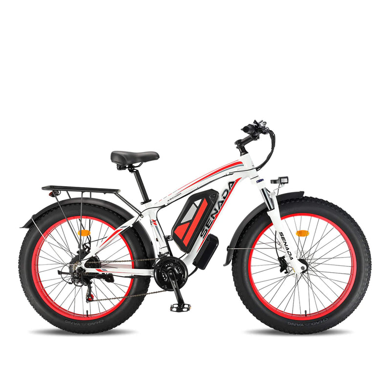 SENADA ARCHON PLUS 48V/20AH 1000W Electric All-Terrain Bike, 330LBS (SAK81953) - White Red Right Side View