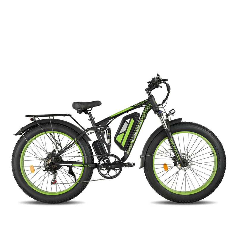 SENADA VIPER PLUS 48V/20AH 1000W Electric All-Terrain Bike, 330LBS (SAK52186) - Black Green Right Side View