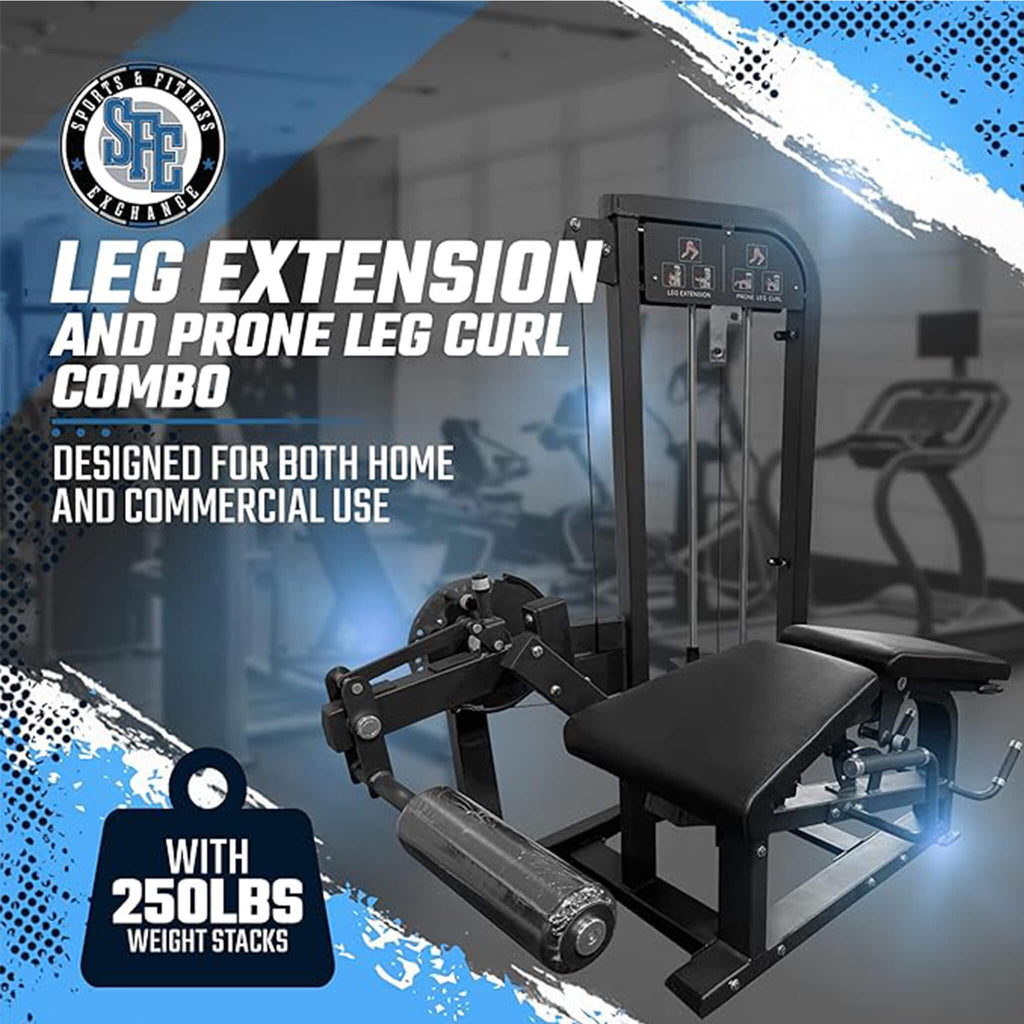 SFE Selectorized Leg Extension And Prone Leg Curl Combo With 250LB Weight Stack [GC-5058] (SAK98571)