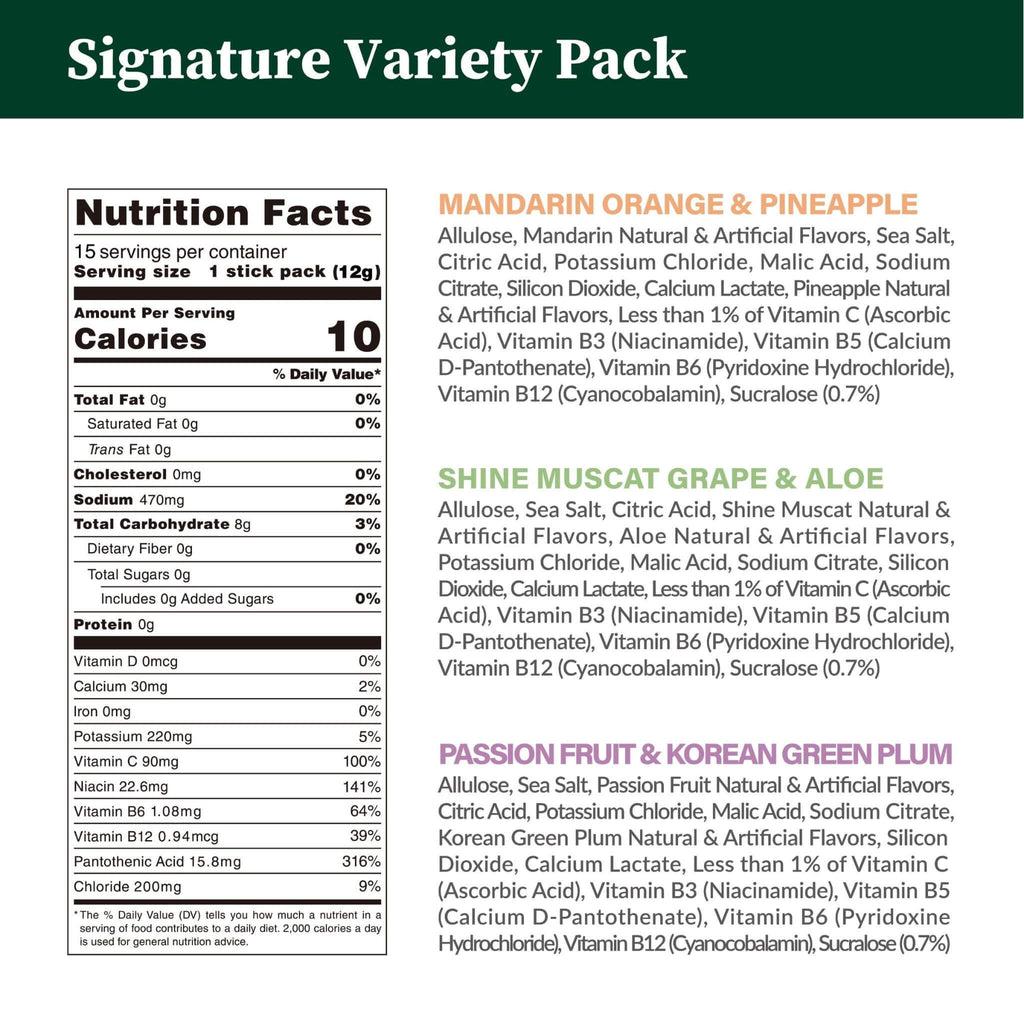 Signature Variety Pack - Zero Sugar (SAK72094) - Saksby Wholesale - Nutrition Fact Details