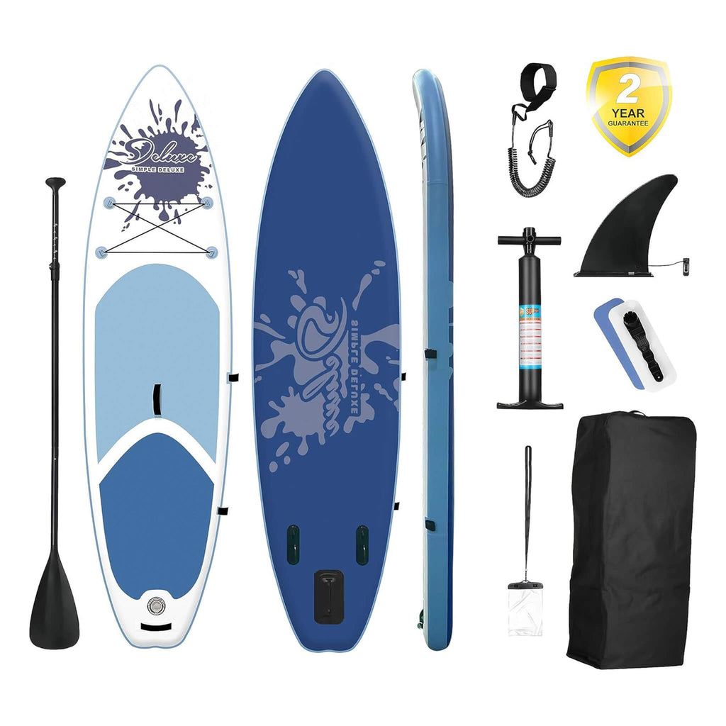 Simple Deluxe Premium Inflatable Stand-Up Paddle Board Kit 10ft - SAK41846 - W/Accessories On White Background