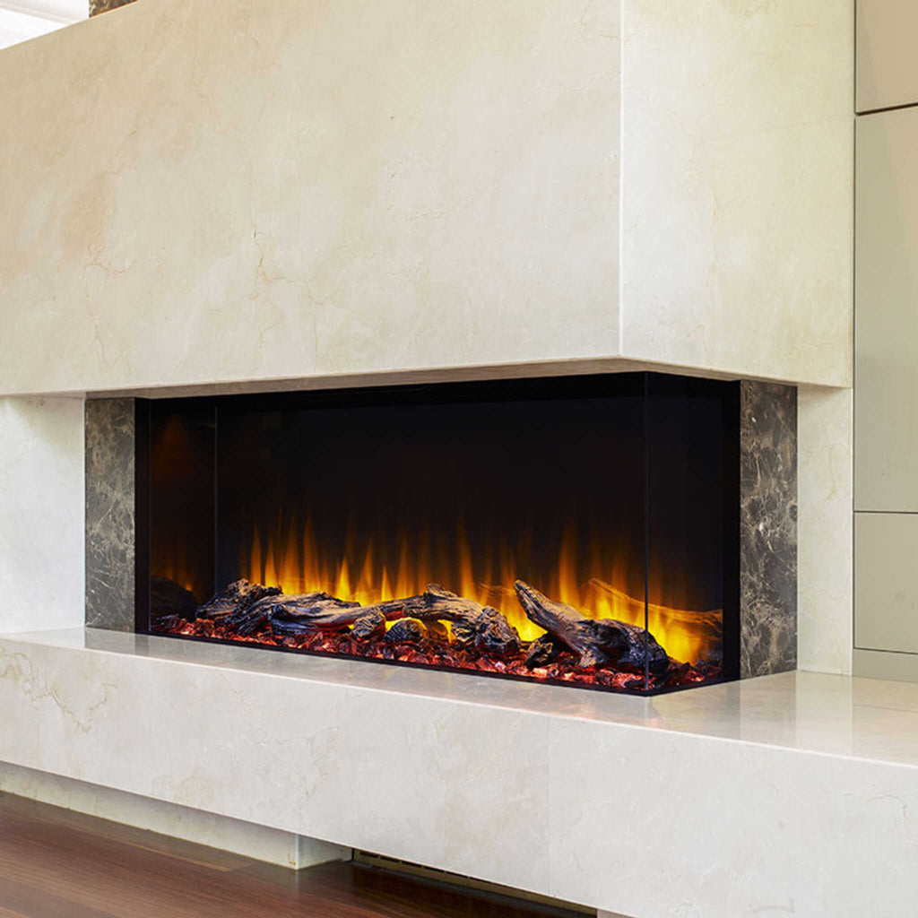 SIMPLIFIRE 55" SCION TRINITY 3-Side Linear Electric Fireplace [SF-SCT55-BK] (SAK93620) - Living Room View