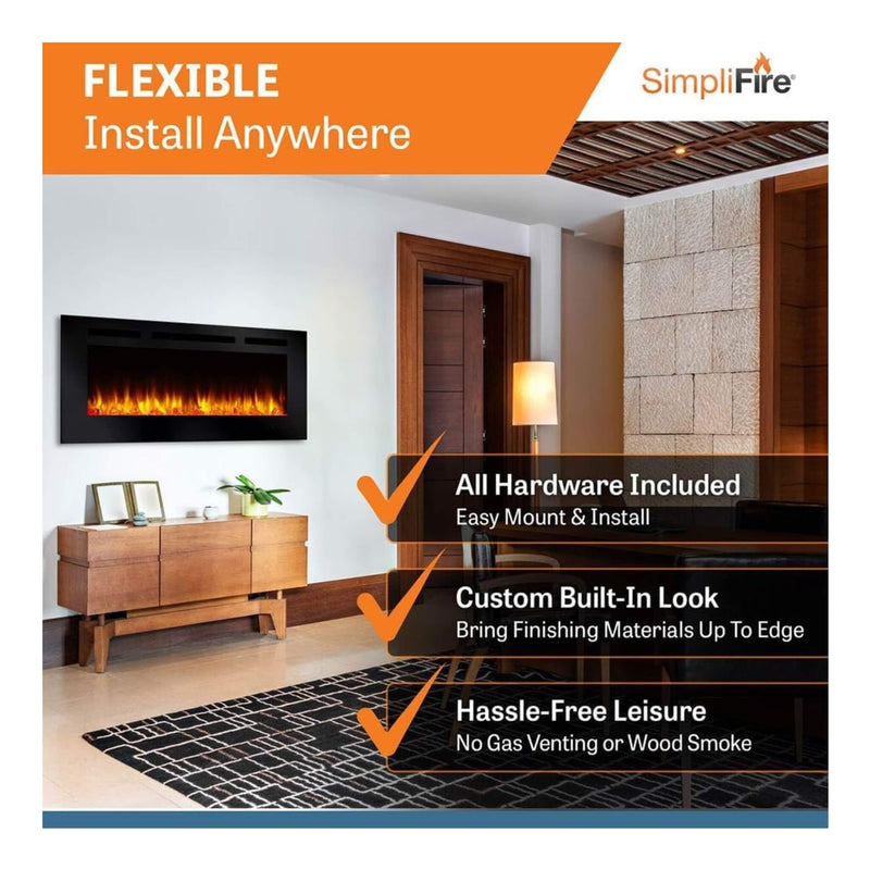 Simplifire Allusion Recessed Linear Electric Fireplace [SF-ALL48/50/60-BK] (SAK13256) SAKSBY - Features View