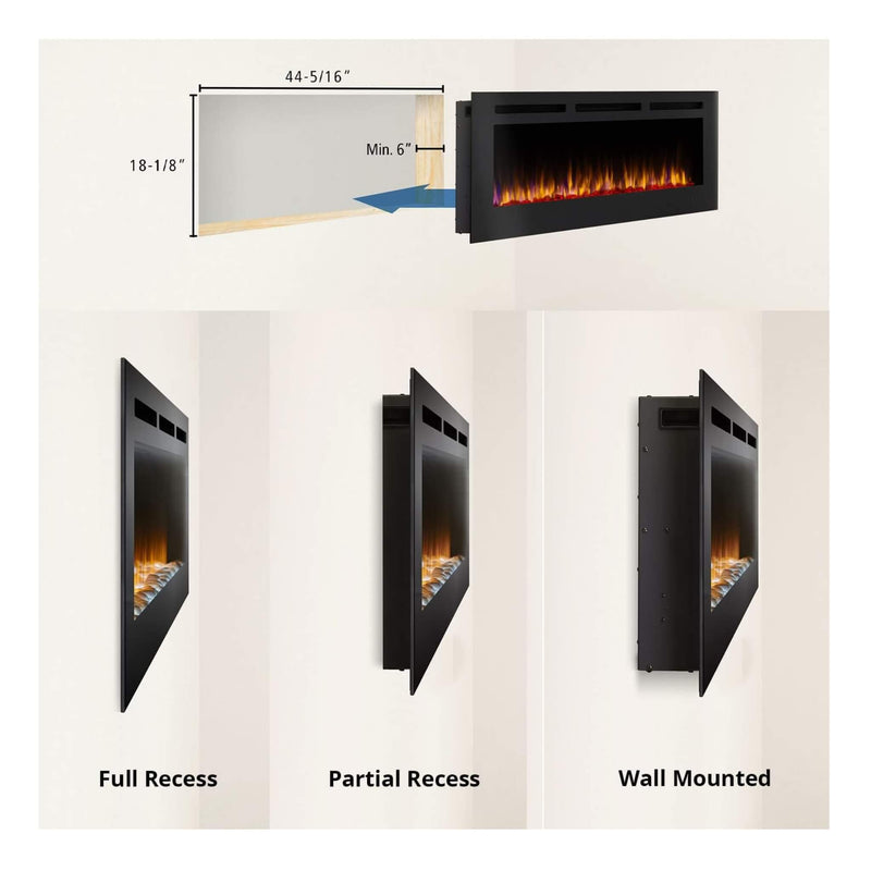 Simplifire Allusion Recessed Linear Electric Fireplace [SF-ALL48/50/60-BK] (SAK13256) SAKSBY - Installation Guide View