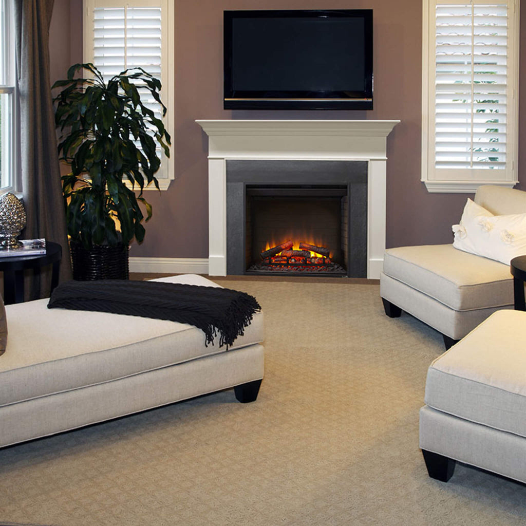 SIMPLIFIRE Built-In Traditional Electric Fireplace [SF-BI36-EB] (SAK19539) - Living Room With TV