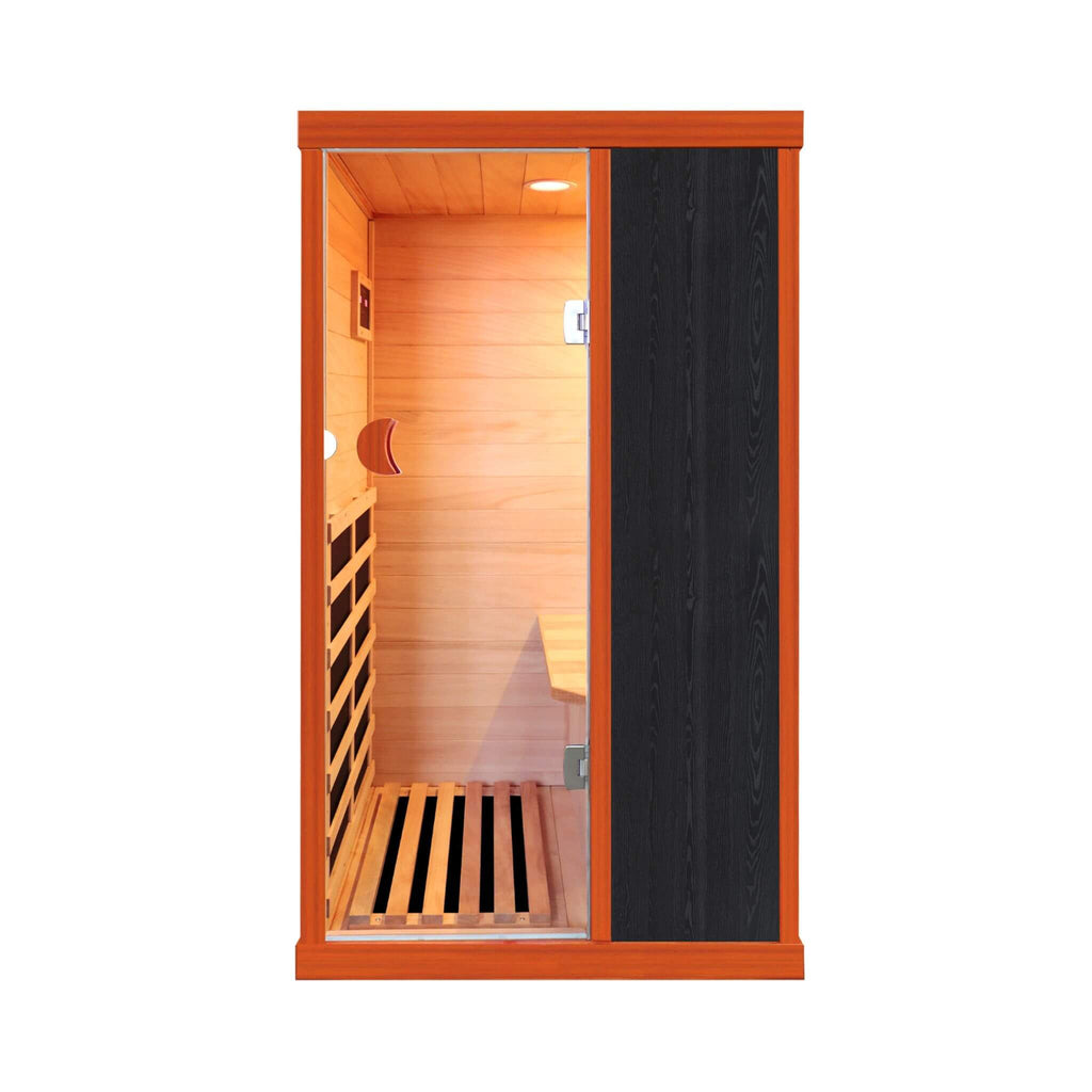 Single-Person Infrared Sauna Room With Bluetooth Music Player And Ambient Light (SAK62941) - Saksby Wholesale - Front View