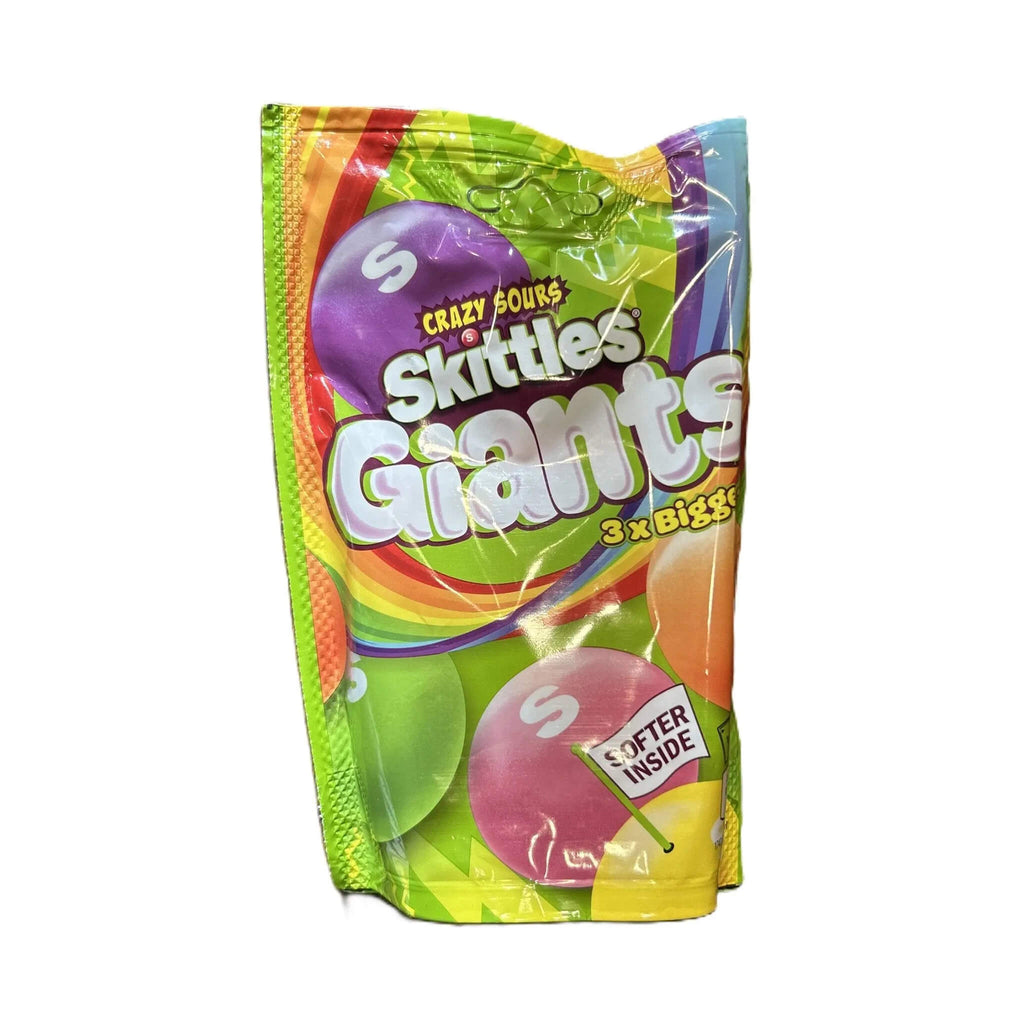 Skittles Fruits Giants Crazy Sours – Extra-Large Sour Fruit Chews 132G Bag (UK)