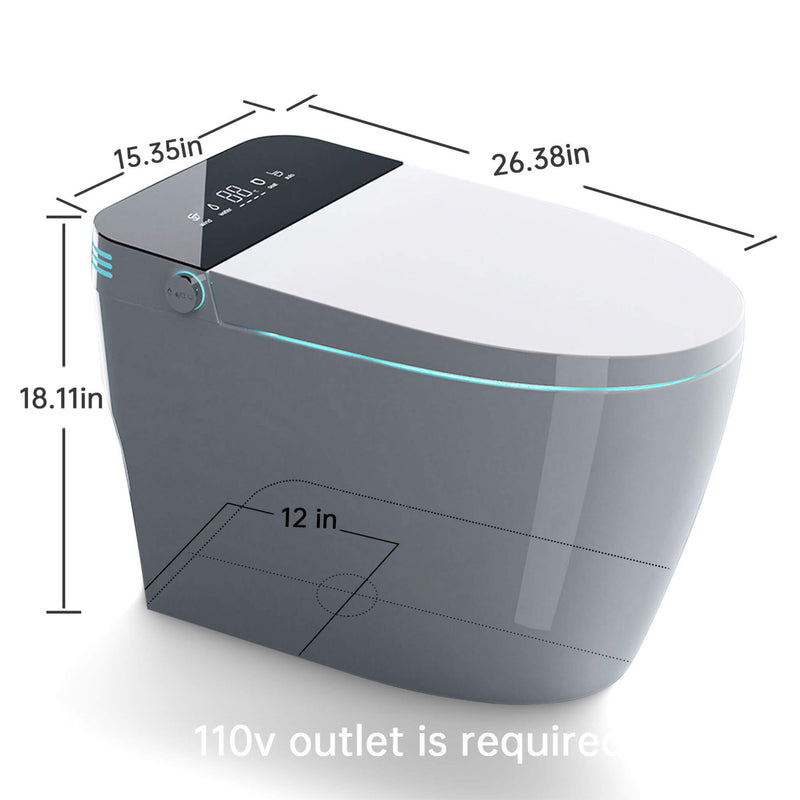 Smart Auto Dual Flush Tankless Toilet With Heated Bidet, Auto Open And Close (SAK37415) - Saksby Wholesale - Product Dimensions