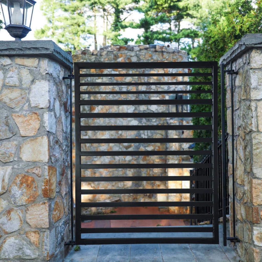 Sofia Style Powder Coated Galvanized Steel Pedestrian Gate, 5FT [PGSOF-AP] (SAK76483) - Saksby Wholesale - In Use View