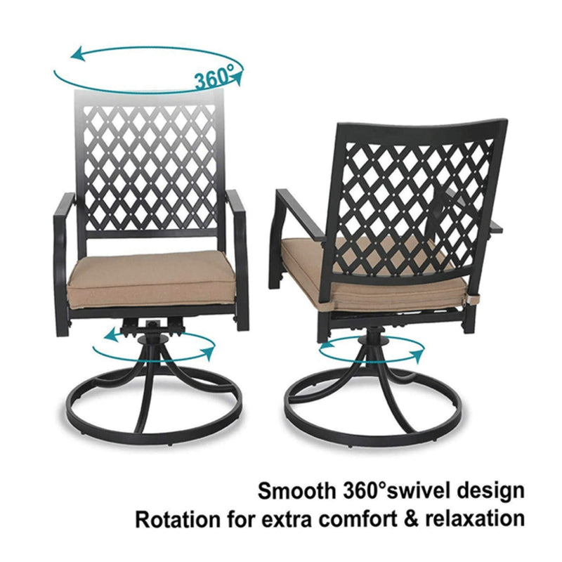 Sophia & William Outdoor Gas Fire Pit Table Set W/ Cushioned Swivel Dining Chairs, 5PCS (SAK63872) - Saksby Wholesale - Chair View