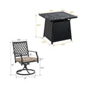 Sophia & William Outdoor Gas Fire Pit Table Set W/ Cushioned Swivel Dining Chairs, 5PCS (SAK63872) - Saksby Wholesale - Dimension View
