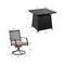 Sophia & William Outdoor Gas Fire Pit Table Set W/ Cushioned Swivel Dining Chairs, 5PCS (SAK63872) - Saksby Wholesale - Dimension View
