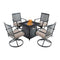 Sophia & William Outdoor Gas Fire Pit Table Set W/ Cushioned Swivel Dining Chairs, 5PCS (SAK63872) - Saksby Wholesale - Full View