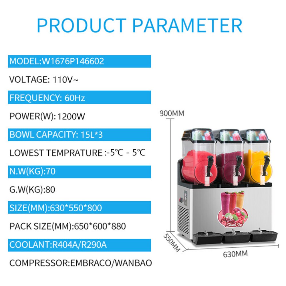Sophisticated Commercial 110V Premium Steel Slushy Machine With Triple Tank Advance Cooling, 45L (SAK52258)-SAKSBY