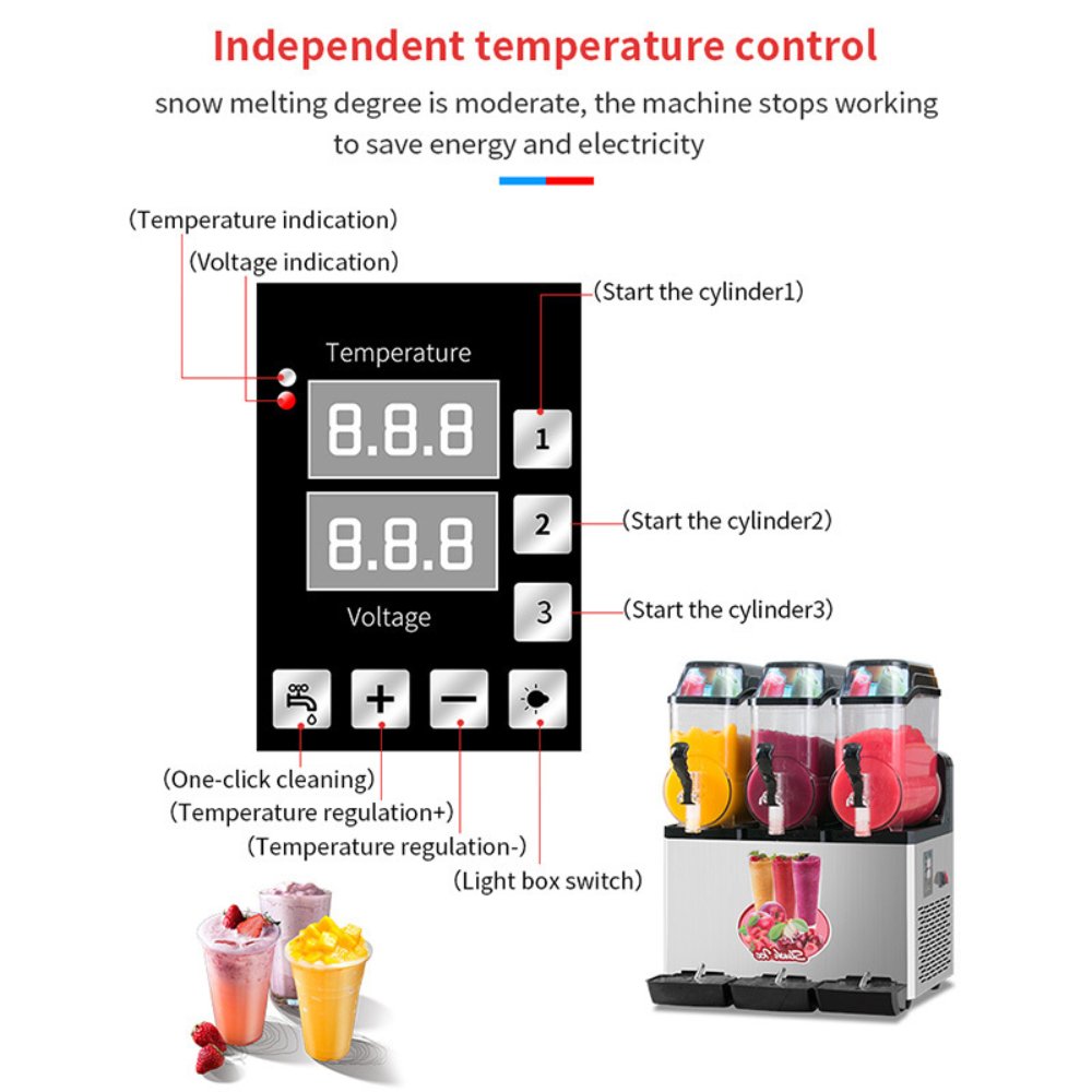 Sophisticated Commercial 110V Premium Steel Slushy Machine With Triple Tank Advance Cooling, 45L (SAK52258)-SAKSBY