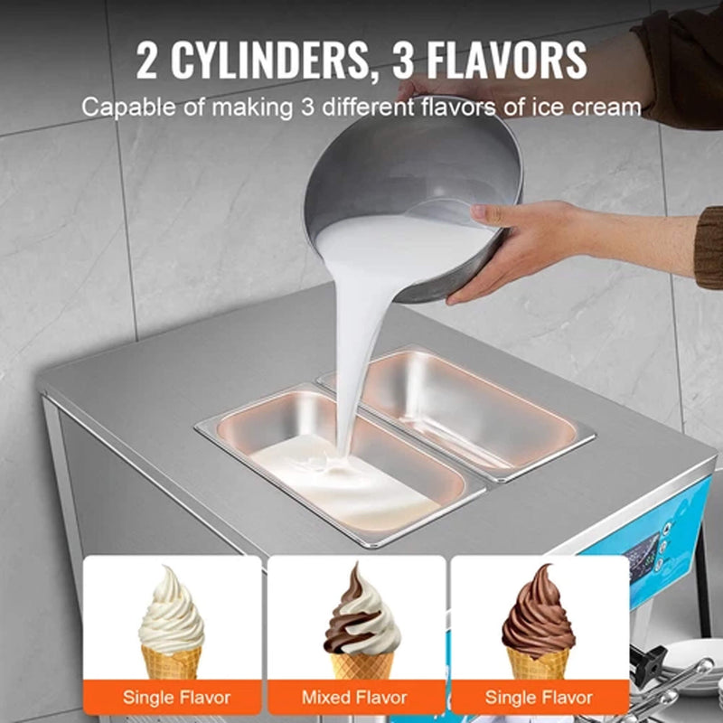 Stainless Steel Commercial 3 Flavor Soft Serve Ice Cream Machine Maker 21 31 L H SAK65291 Saksby -3 Flavors