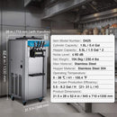 Stainless Steel Commercial 3 Flavor Soft Serve Ice Cream Machine Maker 21 31 L H SAK65291 Saksby - Specifications