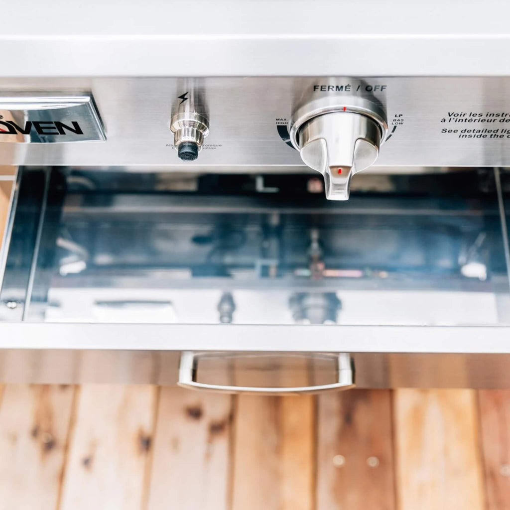Summerset Outdoor Built-In Countertop Gas Pizza Oven [SS-OVBI] (SAK73182) - Saksby Wholesale - Storage Tray Pull-Out View
