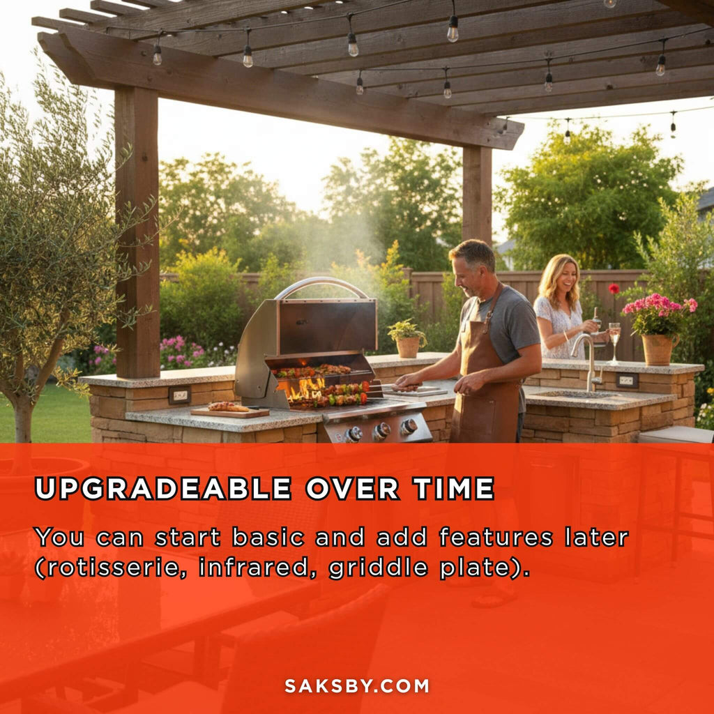Summerset Sizzler Built-In Propane Gas Grill [SIZ26/32/38] (SAK71502) - Saksby Wholesale - Lifestyle Image In Outdoor Setup
