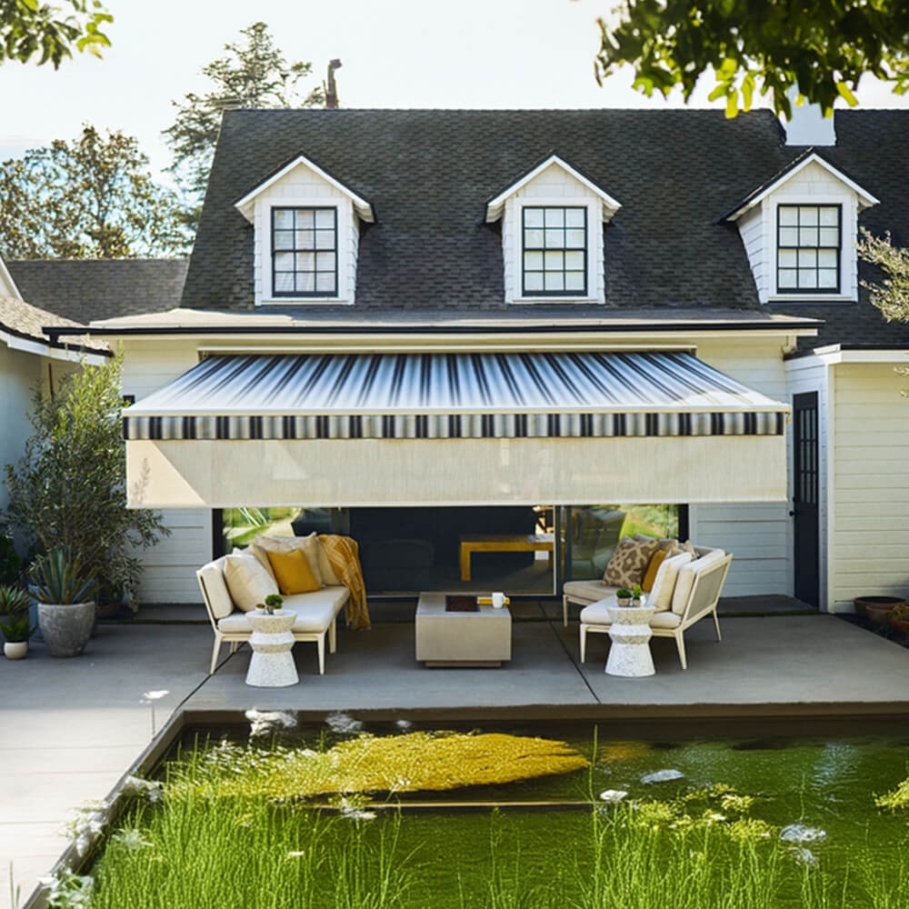 Sunsetter Platinum Pro XL Performance Acrylic Motorized Awning With Drop Screen & 11'8" Projection (SAK51249)