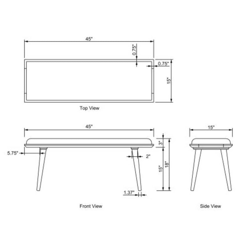 SURYA AEGEUS Natural Acacia Wood Living Room Bench, 45" (SAK86749)