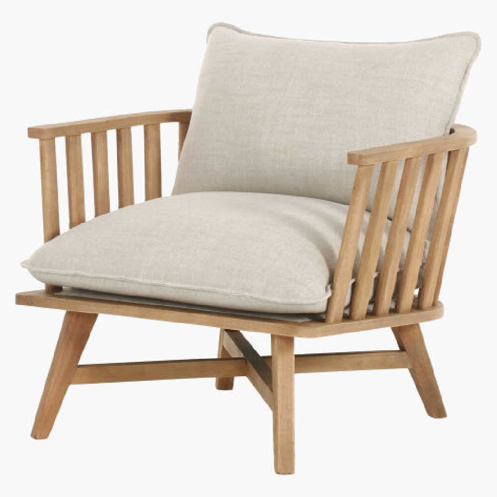 Surya Arco Premium Linen Accent Chair With Beechwood Base, 34" (SAK64750)