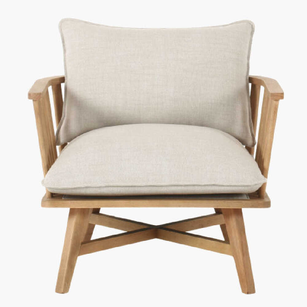 Surya Arco Premium Linen Accent Chair With Beechwood Base, 34" (SAK64750)