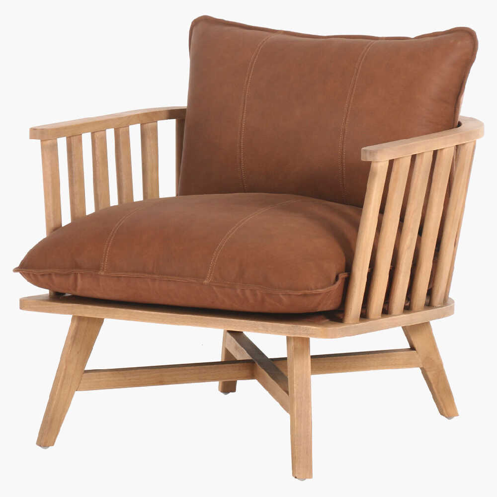 Surya Arco Premium Linen Accent Chair With Beechwood Base, 34" (SAK64750)