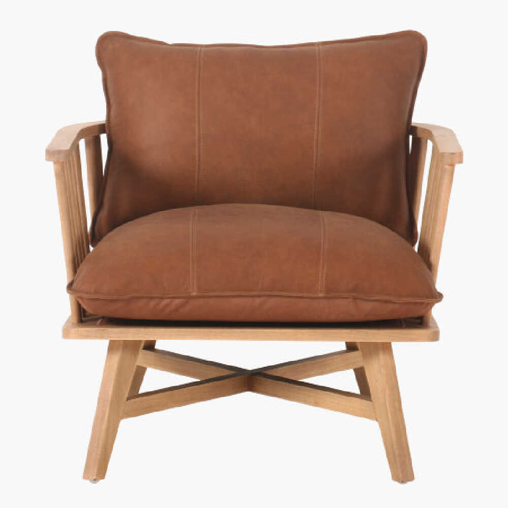 Surya Arco Premium Linen Accent Chair With Beechwood Base, 34" (SAK64750)
