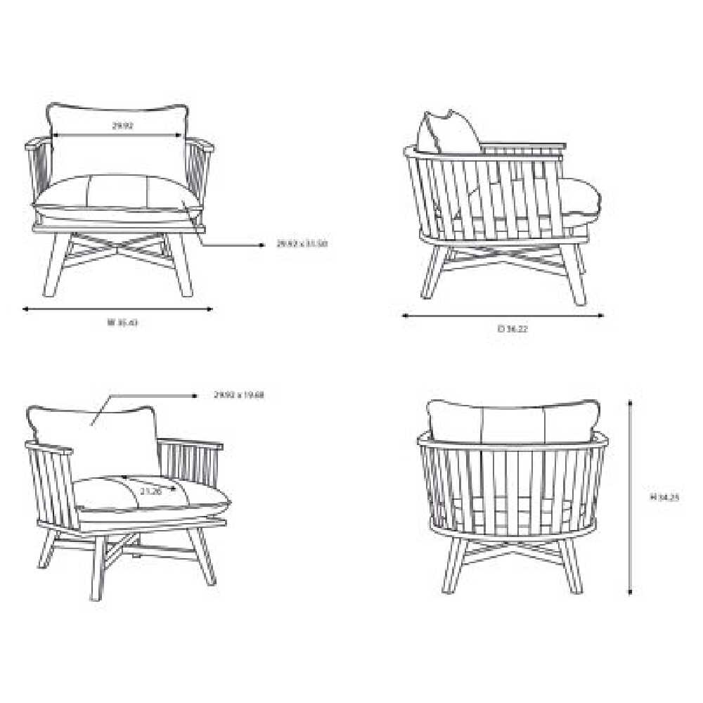 Surya Arco Premium Linen Accent Chair With Beechwood Base, 34" (SAK64750)