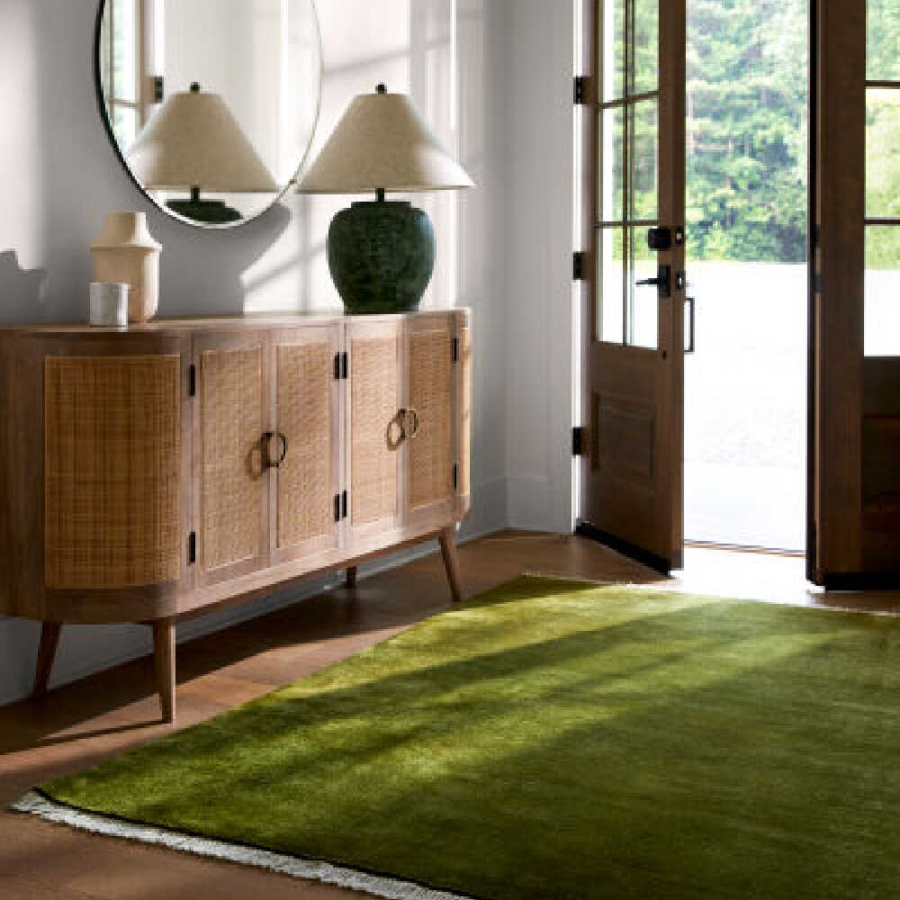 Surya Avadi Lacquered Mango Wood Sideboard With Rattan Doors, 69" (SAK34691)