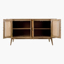 SURYA AVADI Lacquered Mango Wood Sideboard With Rattan Doors, 69" (SAK34691)